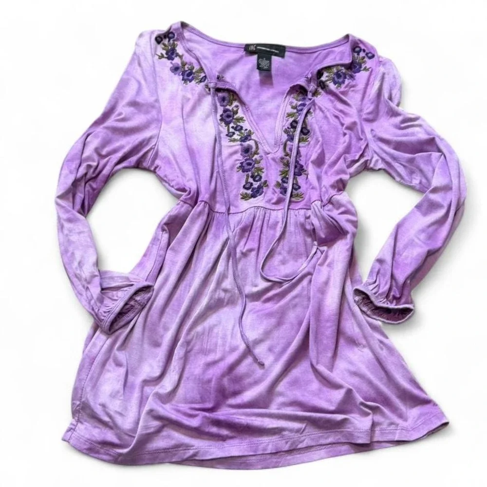 Y2K INC International Concepts‎ Purple Tie Dye Boho Tunic Blouse, Women's Size S